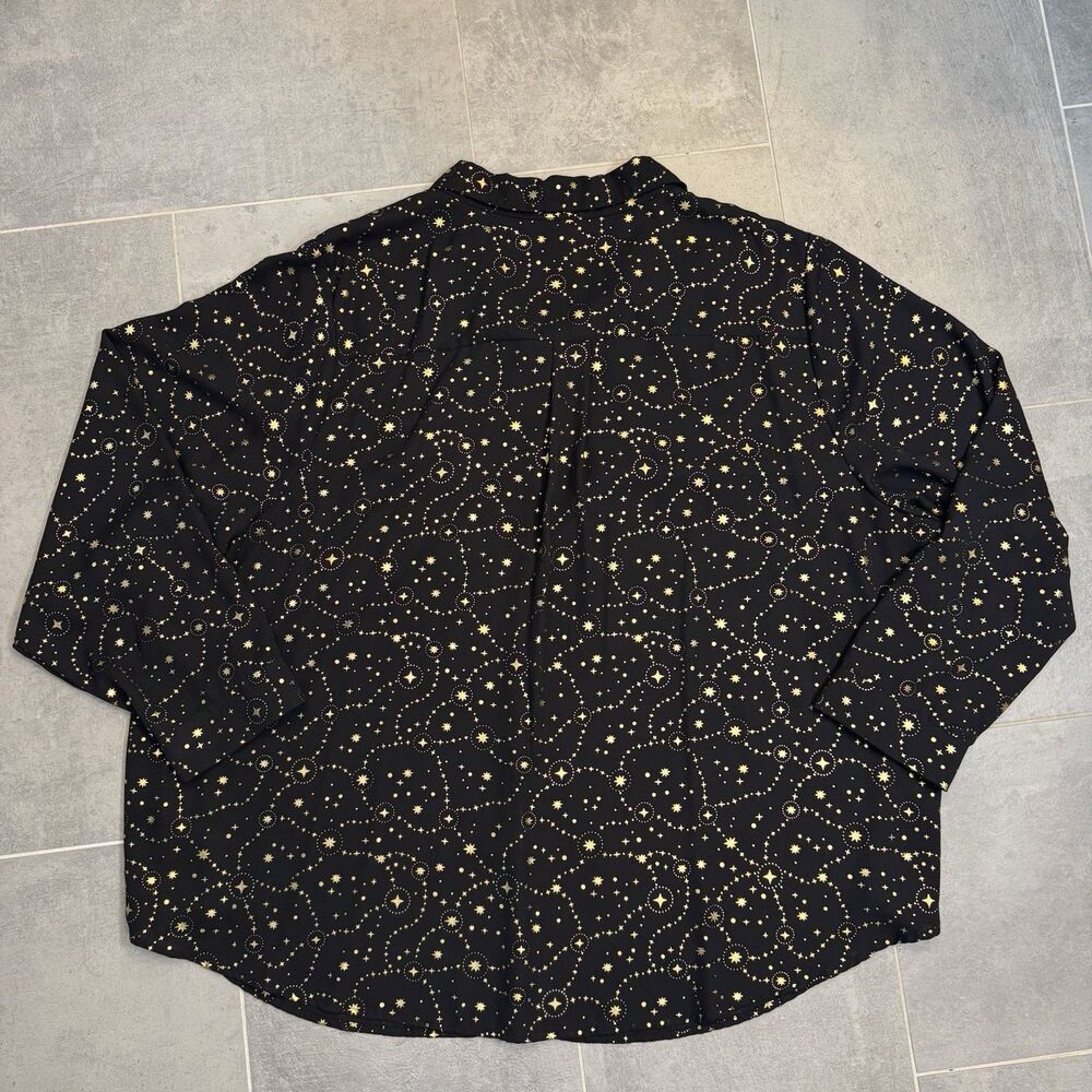 Torrid Madison Galaxy Blouse Top – 5X Black Sheer Gold Foil Stars
